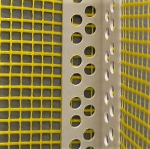 Imagem detalhe da cantoneira PVC com tela de fibra de vidro