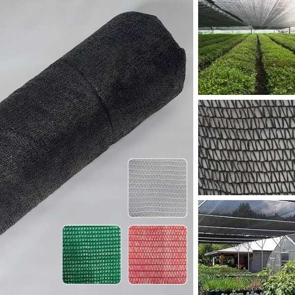 rolo de tela sombreamento preto e imagens detalhe da tela sombreamento verde, tela sombreamento vermelha e tela sombreamento branca