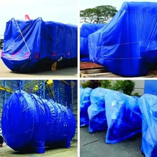 lona reforçada azul utilizada na confecção de capas impermeáveis