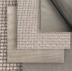 Arte com várias imagens de tecidos e tela inox